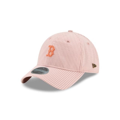 Pink Boston Red Sox Hat - New Era MLB Seersucker Black Label 9TWENTY Adjustable Caps USA0132854